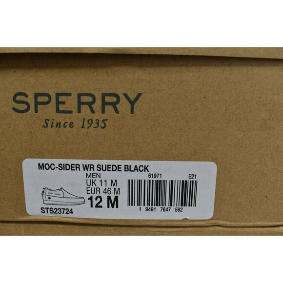 Sperry Men Size 12 Moc Sider Black Suede Lined Slip on Boots Shoes STS23724 - Picture 10 of 10